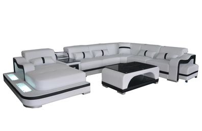 Leder Couch Polster Sitz Wohnlandschaft Design Modern Eck Garnitur U Form Sofa