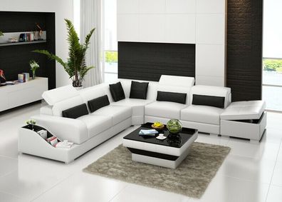 Ledersofa Couch Wohnlandschaft Ecksofa Eck Garnitur Design Modern Sofa G8008C