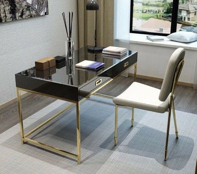 Arbeits Schreib Büro Tisch Luxus Klasse Edelstahl Designer Möbel Glanz Tische