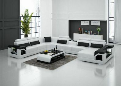 Ledersofa Couch Wohnlandschaft Ecksofa Eck Garnitur Design Modern Sofa G8010 Neu