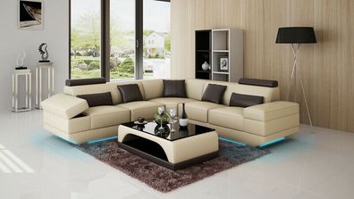 Ledersofa Couch Wohnlandschaft Ecksofa Eck Garnitur Design Modern Sofa G8034B