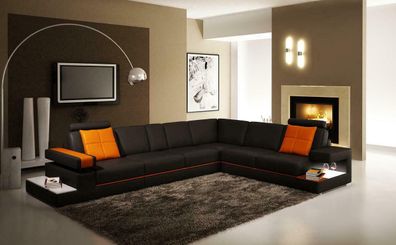 Ledersofa Couch Wohnlandschaft Ecksofa Eck Garnitur Design Modern Sofa 5041