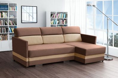 Ecksofa mit Schlaffunktion Bettfunktion Kasten Bett Sofa Wohnlandschaft Couch