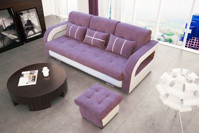 Schlafsofa Klappcouch 3-Sitzer Schlaffunktion + Bettkasten Couch Sofa Klappsofa