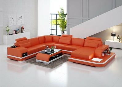 Ledersofa Couch Wohnlandschaft Ecksofa Eck Garnitur Design Modern Sofa G8013