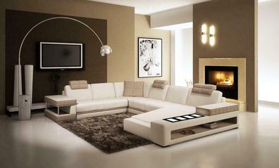 Beleuchtetes Ecksofa XXL Big Wohnlandschaft Design Sofa Couch Eck Garnitur Neu