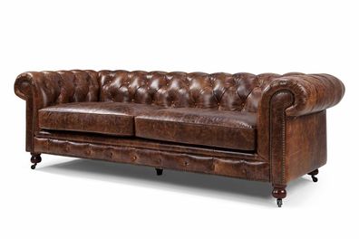 Chestefield Sofa Couch Leder Designer Textil Sitz Polster Garnitur Design 201805