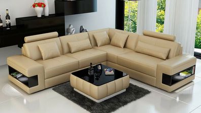 Ledersofa Couch Wohnlandschaft Ecksofa Eck Garnitur Design Modern Sofa L6014B