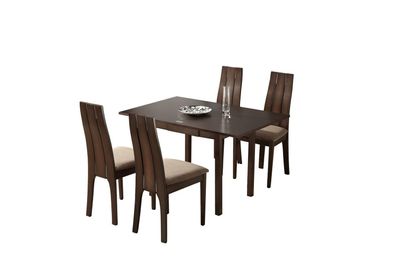 Design Luxus Holz Ess Tisch komplett Garnitur Tische + 4 Stühle Stuhl Lehn Neu