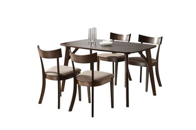 Ess Tisch Garnitur Designer Tische + 4x Stuhl Set Echt Holz Komplett Set Wohn