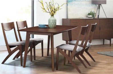 Ess Tisch + 4 Stühle Konferenz Tische Büro Holz Zimmer Design Stuhl Set 150x85cm