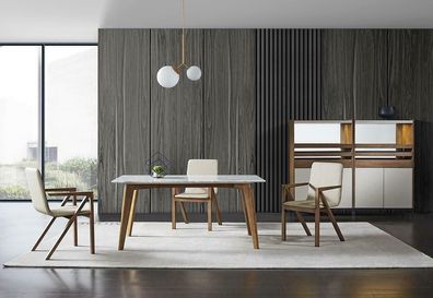 Ess Zimmer Italienische Design Möbel Komplett Set Tisch Stühle Vitrinen Schrank
