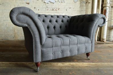 Chesterfield Sessel Fernseh Design Polster Sofa Couch Chesterfield Textil 370