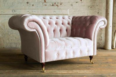 Chesterfield Design Polster Sessel Fernseh Couch 1 Sitzer Garnitur Textil Leder