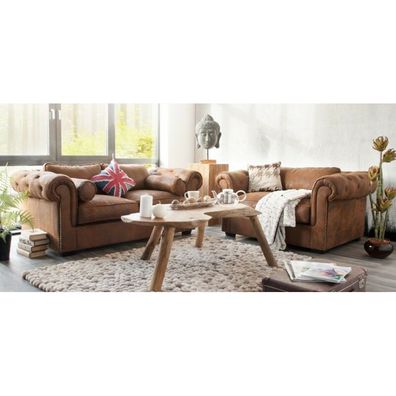 Chesterfield Sofagarnitur 3 + 2 Couch Polster Set Sofas Couchen Neu Sofa Leder