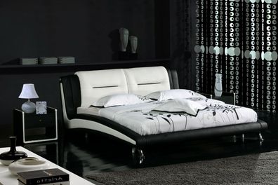 Doppelbett Betten Polster Leder Designer Ehe Modernes Bett Bettgestell Neu 1196