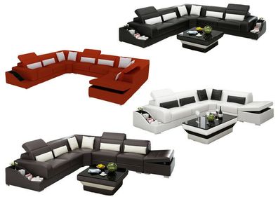 Luxus Designer Couch Ledersofa Wohnlandschaft U Form Eckcouch Sofa Couch G8008