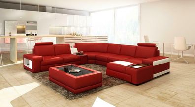 Ledersofa Couch Wohnlandschaft U-Form Design Modern Sofa 5103 Sofas Couchen Neu