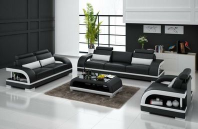 Designer Sofagarnitur Ledersofa Set 3 + 2 + 1 Garnitur Sofa Couch Neu Zitadelle S/ W