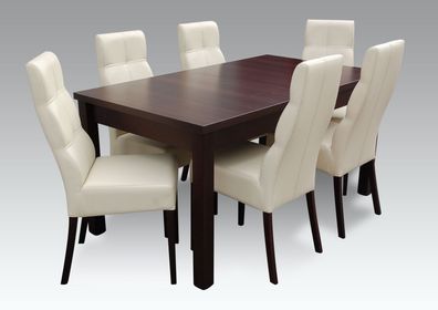 Esszimmer Tisch + 6 Stühle Garnitur Stuhl Set Essgarnituren Tische Essgruppe