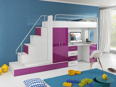 Doppelstockbett Etagenbett Jugendzimmer Bett Kleiderschrank Schrank Schreibtisch