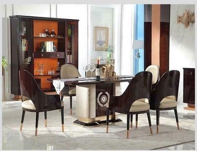 Edle Design Tisch 6x Sessel Stühle Ess Zimmer Sitz Polster Luxus Tische Garnitur