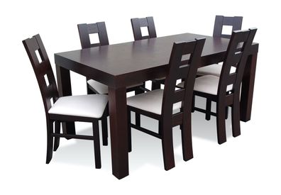 Designer Esstisch Gruppe Stuhl Tische Holz Tisch Büro Esszimmer + 6 Stühlen Neu