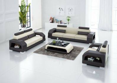 Leder Sofa Couch Polster Garnitur Sofagarnitur Moderne Couchen 3 + 2 + 1 Set F3014D