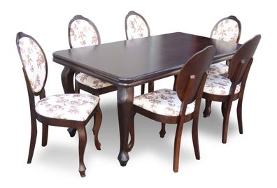Designer Tisch + 6 Stühle Garnituren Komplett Wohnzimmer Esszimmer Stuhl Polster