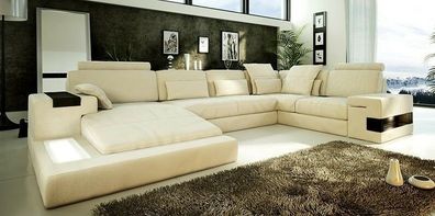 Ledersofa Sofa Couch Polster Ecke Design Wohnlandschaft Eckgarnitur Big Sofas