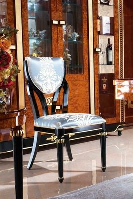 Esszimmer Stuhl 1 Sitzer E69 Sessel Holz Luxus Klasse Barock Rokoko Möbel Design
