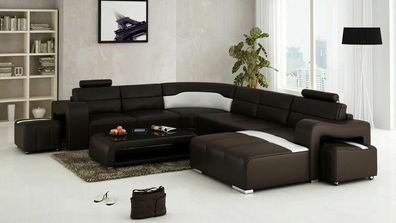 Ledersofa Couch Wohnlandschaft Ecksofa Eck Garnitur Design Modern Sofa F3008