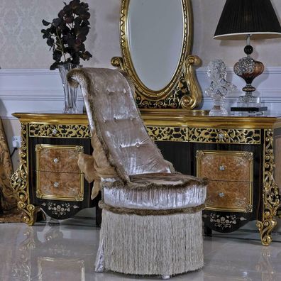 1x Stuhl Tron Sessel Set E61 Esszimmer Designer Holz Antik Stil Barock Rokoko