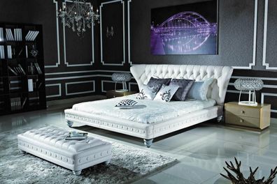 Designer Doppelbett Bett Betten Leder Chesterfield Hotel Luxus Schlafzimmer Neu!
