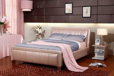 Designer Doppelbett Bett Betten Schlafzimmer Leder Hotel Luxus Polster 160 180cm