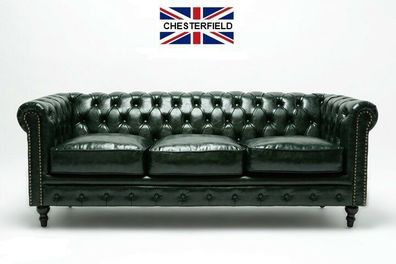 Chestefield Sofa Couch Leder Designer Textil Sitz Polster Garnitur Design 201839