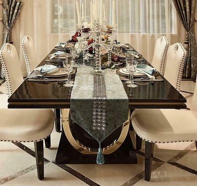 Edler Luxus Design Tisch Ess Zimmer Wohn Tische Holz Möbel Metall Barock Modern