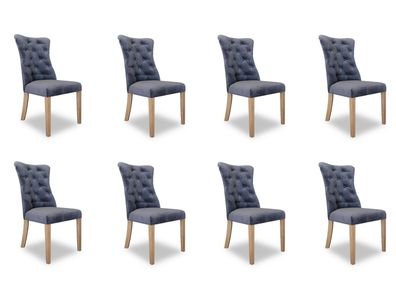 8x Stühle Stuhl Polster Design Chesterfield Garnitur Sessel Komplett Set