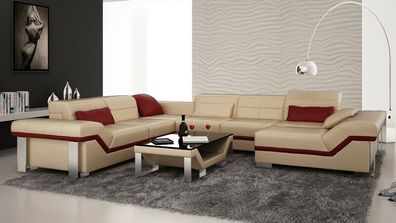 Ledersofa Sofa Couch Wohnlandschaft Ecksofa Garnitur Design Modern Sofa K5007