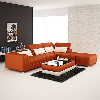 Ledersofa Couch Wohnlandschaft Ecksofa Eck Garnitur Design Modern Sofa F3018