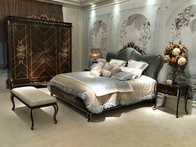 Doppelbett Bett Ehebett Design Luxus Luxur Betten Barock Rokoko Antik Stil E70