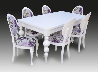 Klassische Esstisch Tisch mit 6 Stühlen Esszimmer Gruppe Stuhl Tische Holz Neu