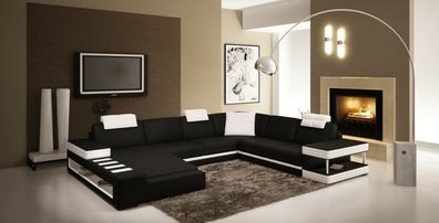 Ledersofa Ecksofa Wohnlandschaft Designer Couch Licht Sofa Polster Hallstadt -S