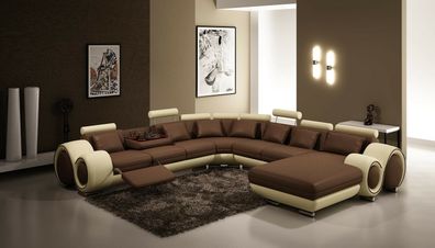 Ecksofa Leder Sofa Couch Polster Eck Sitz Wohnlandschaft Garnitur U Form A1163BB