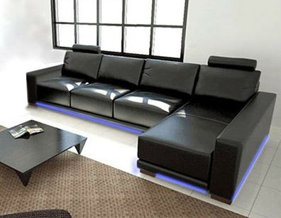 Design Leder Sofa Couch Polster Eckgarnitur Wohnlandschaft L Form Textil A1121C