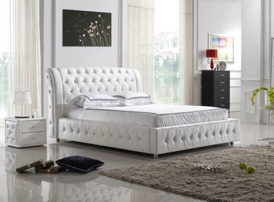 Modernes XXL Hotel Design Bett Betten Luxus Doppel Leder Chesterfield 180x200cm