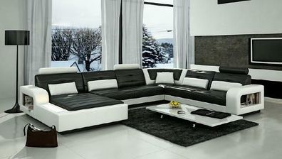 Ecksofa Sofa Couch Polster Leder Garnitur Wohnlandschaft H2209 Ledersofa UForm
