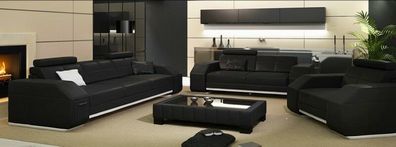 Ledersofa Sofagarnitur 3 + 2 + 1 Leder Couch Polster Sitz Designer Garnitur JarksonS