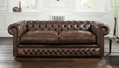 Chestefield Sofa Couch Leder Designer Textil Sitz Polster Garnitur Design 201817