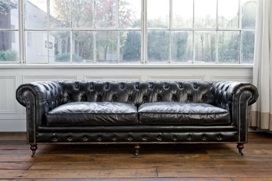 Chestefield Sofa Couch Leder Designer Textil Sitz Polster Garnitur Design 201829